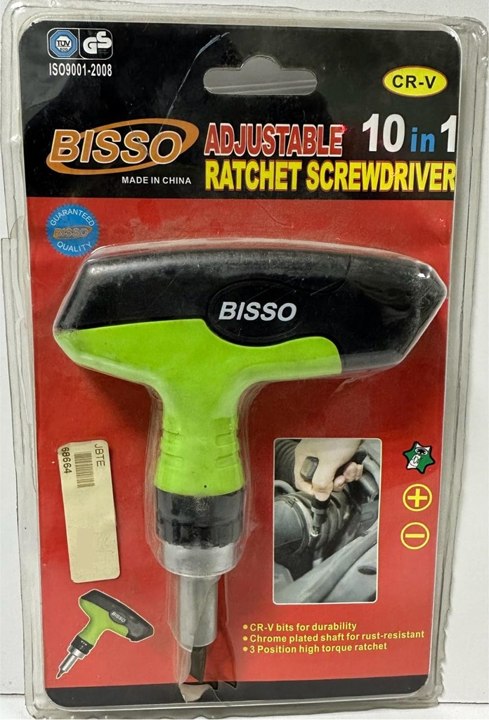  BISSO ADJUSTABLE RATCHET SCREWDRIVER 10-IN-1 