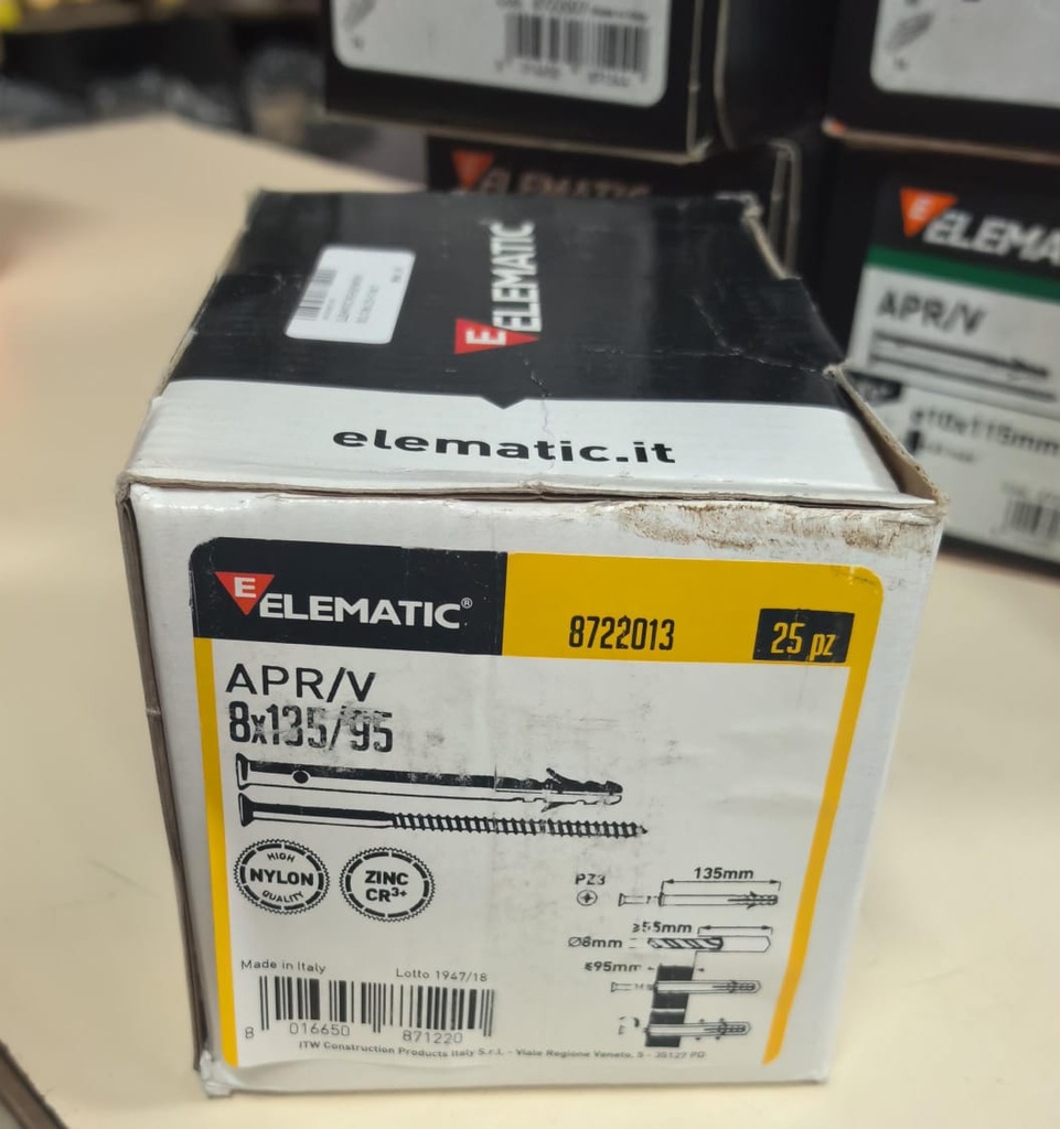  ELEMATIC FISHER WITH BOLT  8X135 - ITALY 