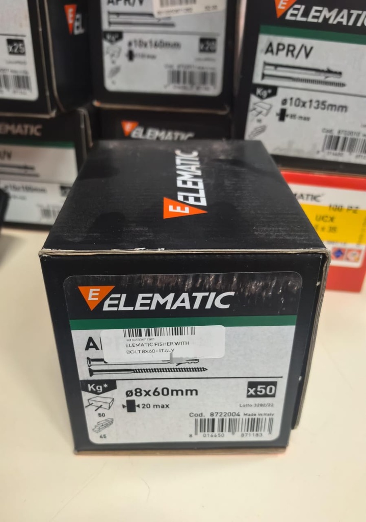  ELEMATIC FISHER WITH BOLT  8X60 - ITALY 