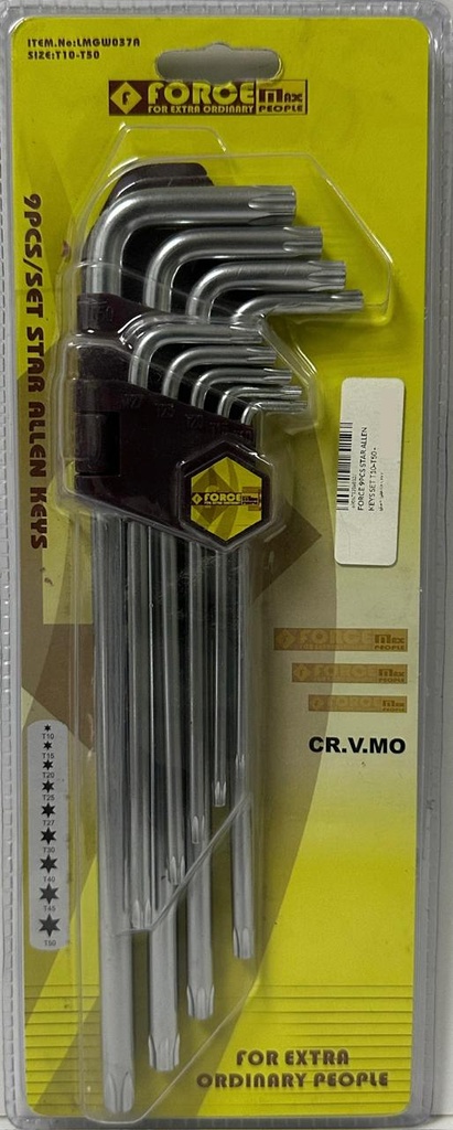  FORCE 9PCS STAR ALLEN KEYS SET T10-T50 - LMGW037A 