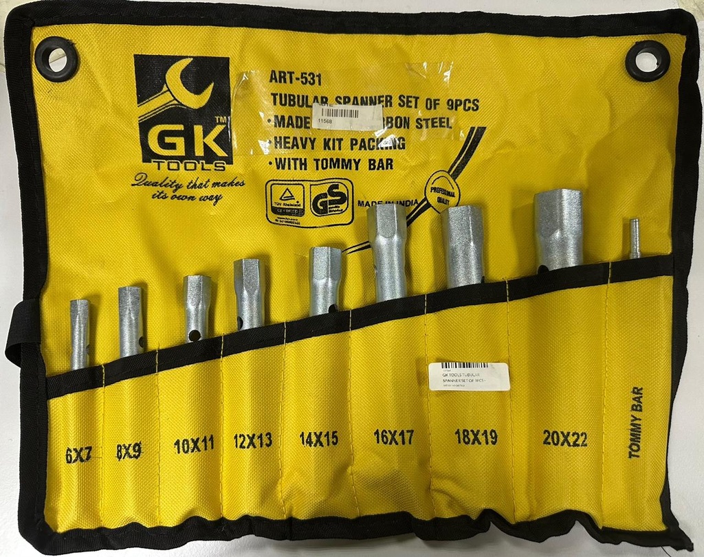  GK TOOLS TUBULAR SPANNER SET OF 9PCS - INDIA  ART-531 
