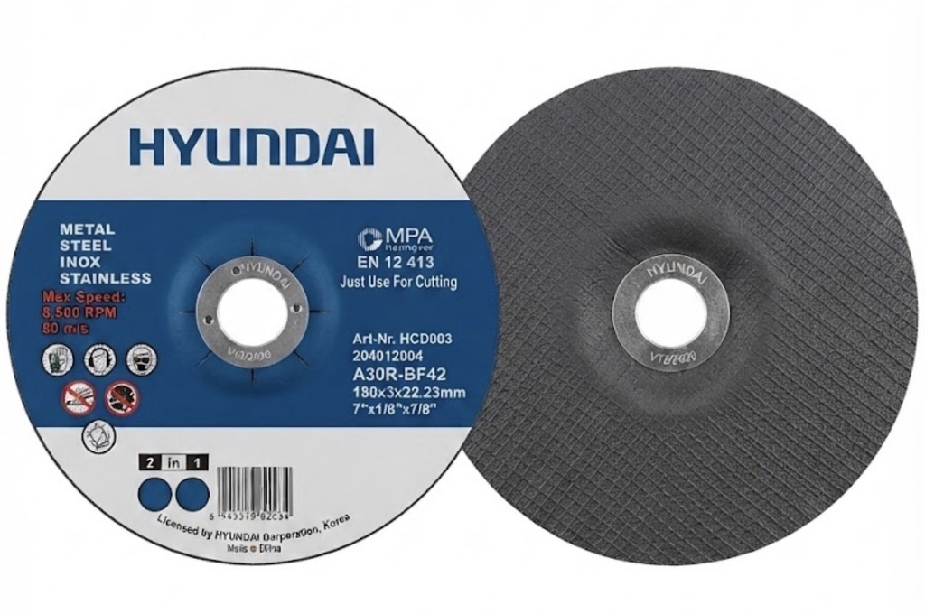  HYUNDAI CUTTING DISC S.STEEL 7" 180X3X22.23MM 