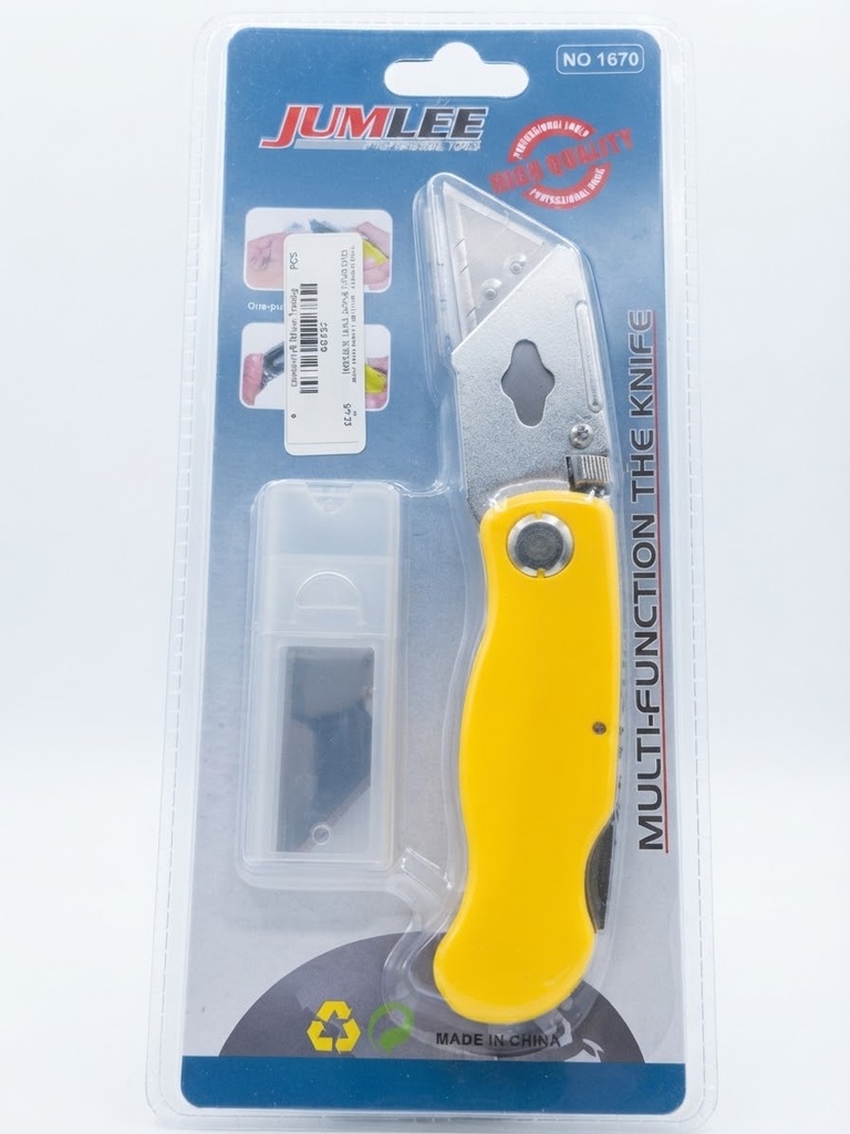  JUMLEE MULTI-FUNTION FOLDING KNIFE YELLOW HANDLE-NO1670 