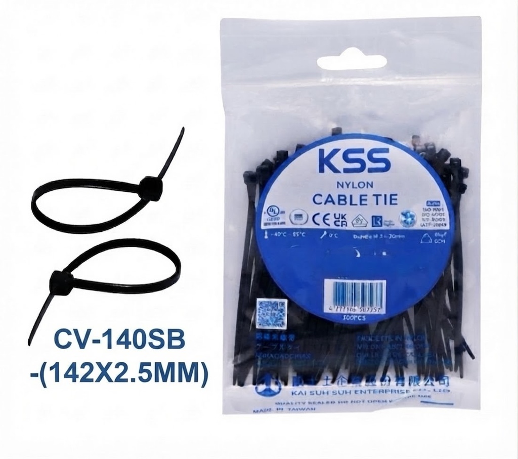  KSS NYLON CABLE TIE BLACK CV-140SB - 142X2.5MM 