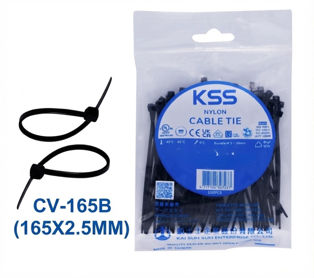  KSS NYLON CABLE TIE BLACK CV-165B - (165X2.5MM) 