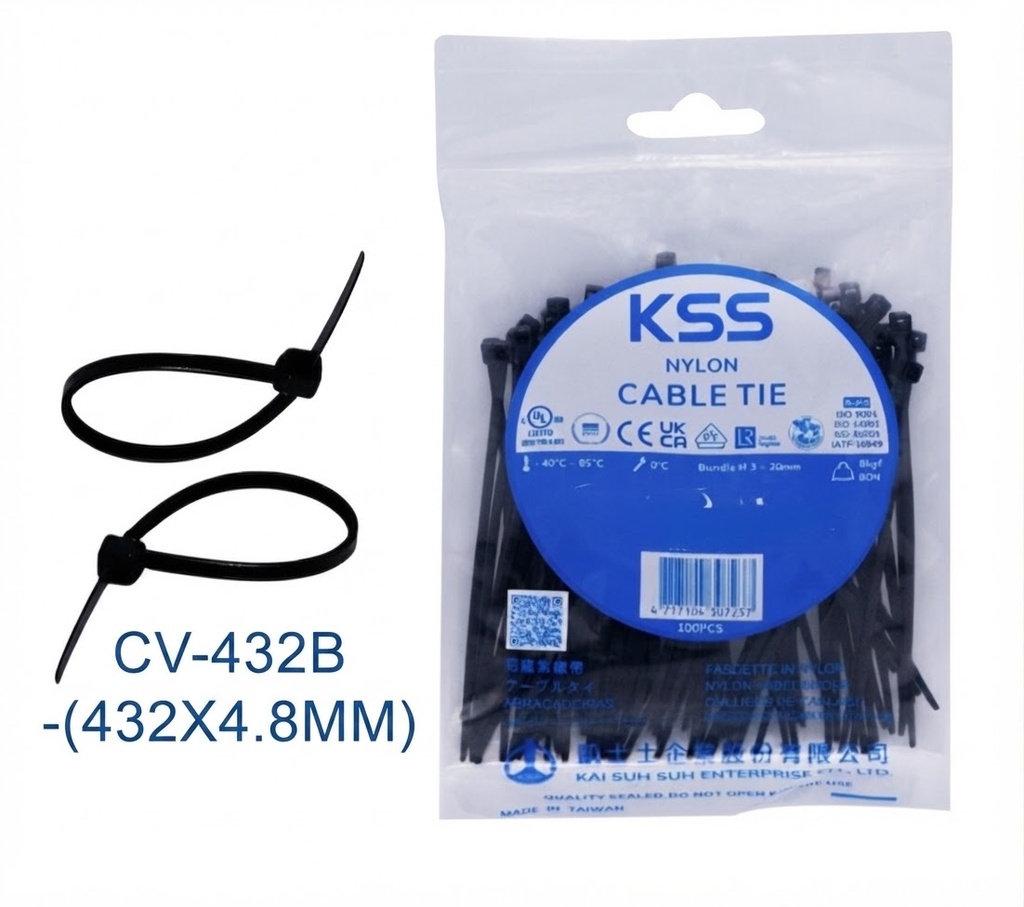  KSS NYLON CABLE TIE BLACK CV-432B - (432X4.8MM) 