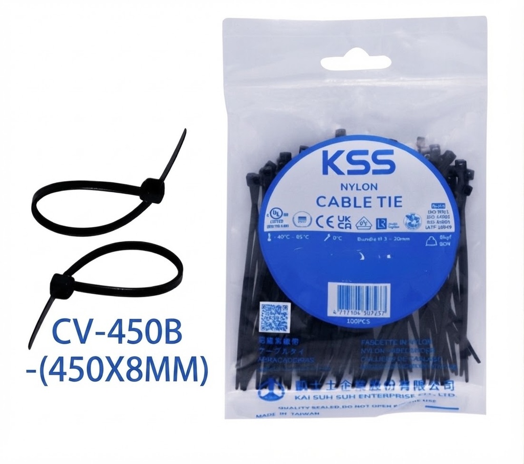  KSS NYLON CABLE TIE BLACK CV-450B - (450X8MM) 