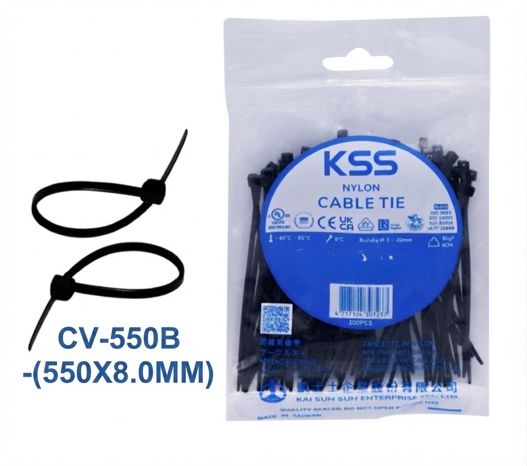  KSS NYLON CABLE TIE BLACK CV-550B - (550X8.0MM) 