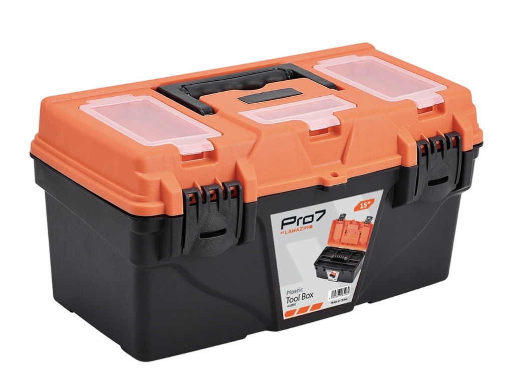 LAWAZIM TOOL BOX 15" PLASTIC BLACK/ORANGE -CHINA