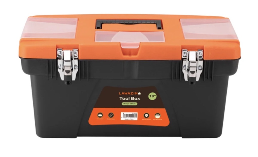  LAWAZIM TOOL BOX PLASTIC 19" BLACK/ORANGE -CHINA 