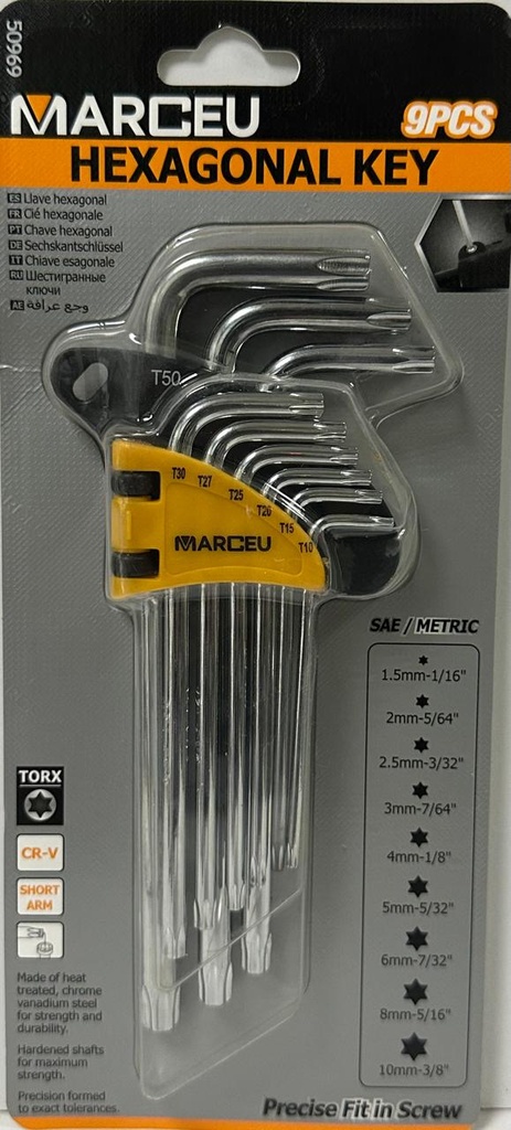  MARCEU HEXAGONAL KEY SET-9PCS LONG 1.5MM-10MM-CHINA 