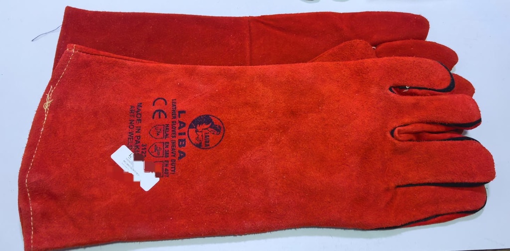  MODO/GHAZWEEN WELDING GLOVES RED -(PAKISTAN) 16" - H/DUTY 