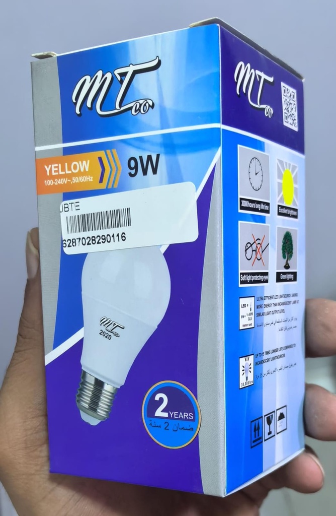  MTCO LED BULB 9W 220V 3000K YELLOW - BA09-3000K 