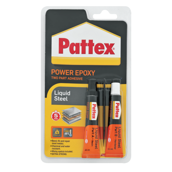  PATTEX POWER EPOXY LIQUID STEEL A+B 22ML - SPAIN 