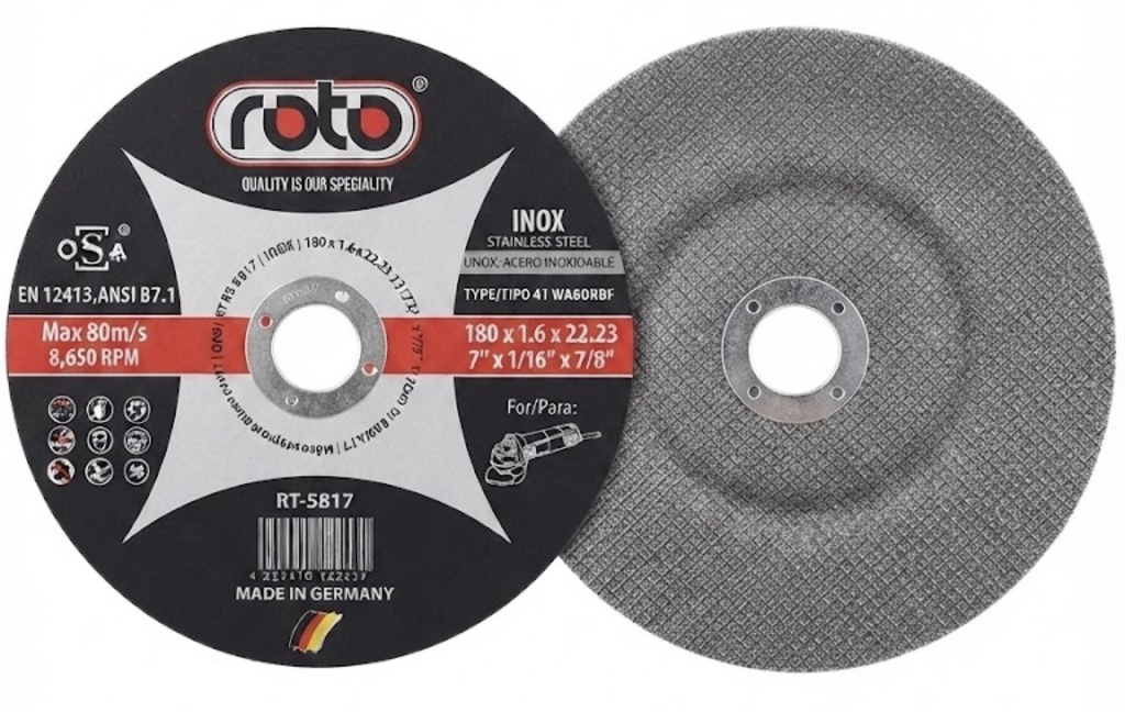  ROTO CUTTING DISC STEEL 7"x180X1.6X22.23 -GERMANY 