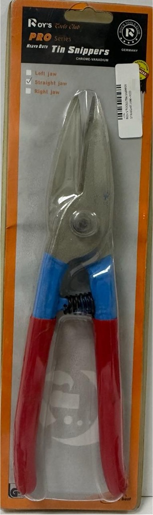  ROY'S TOOLS TIN SNIPPER STRAIGHT JAW - RED HANDLE 