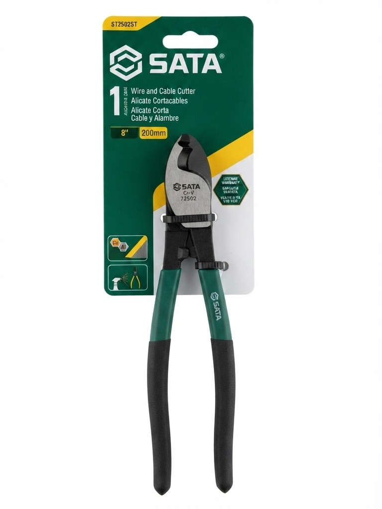 SATA WIRE & CABLE CUTTER PLIER GREEN HANDLE 8" 200mm-ST72502ST