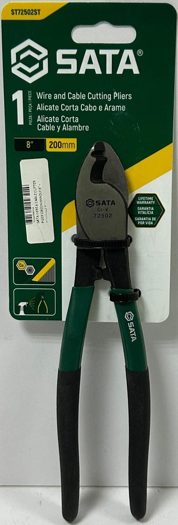 SATA WIRE & CABLE CUTTER PLIER GREEN HANDLE 8" 200mm-ST72502ST