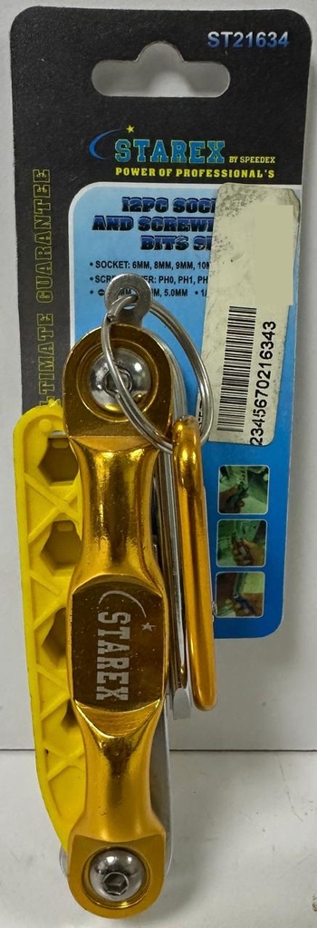  STAREX 12PCS SOCKET & SCREWDRIVER BITS SET - ST21634 