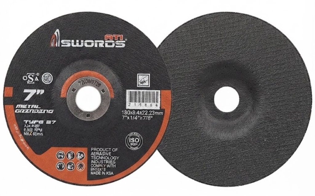  SWORDS GRINDING DISC METAL 7'' 180X6.4X22MM - ATI 