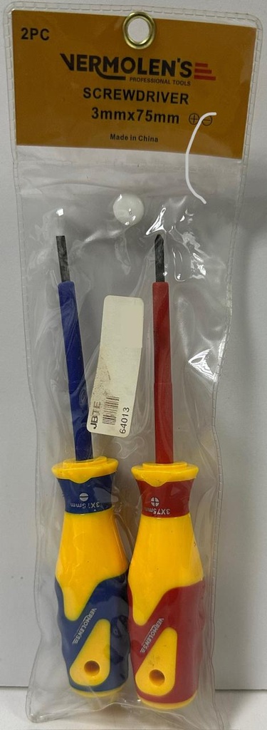  VERMOLEN'S INSULATED SCREW DRIVER 2PS SET 3MMX75MM 