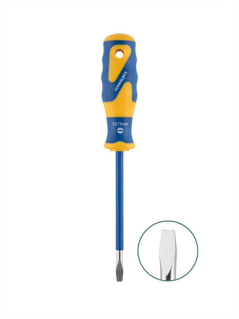 VERMOLEN'S INSULATED SCREW DRIVER BLUE/YELLOW (-) (+)3MMX75MM