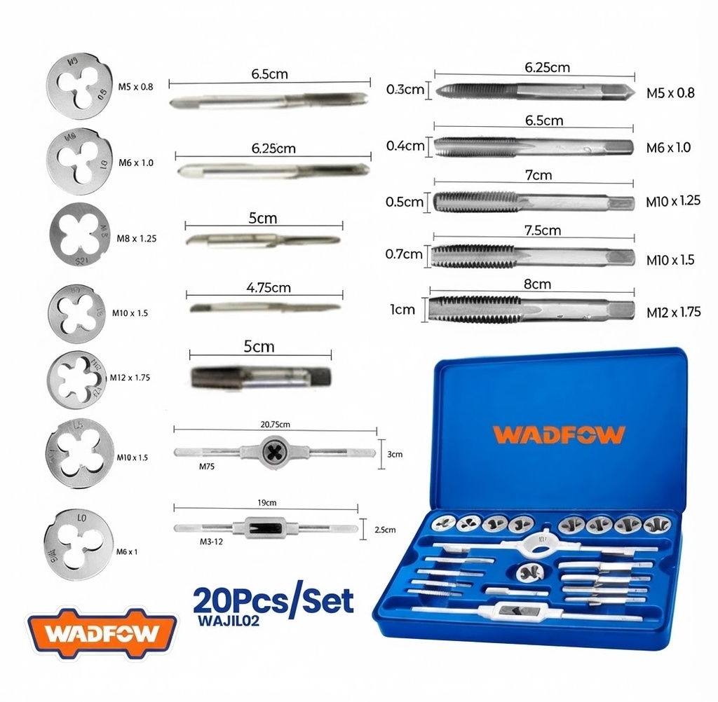  WADFOW 20PCS TAP & DIE SET -CHIHNA 