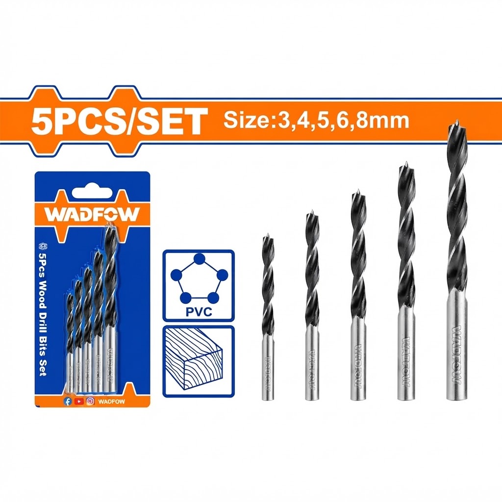  WADFOW 5PCS WOOD DRILL BIT SET -CHINA 