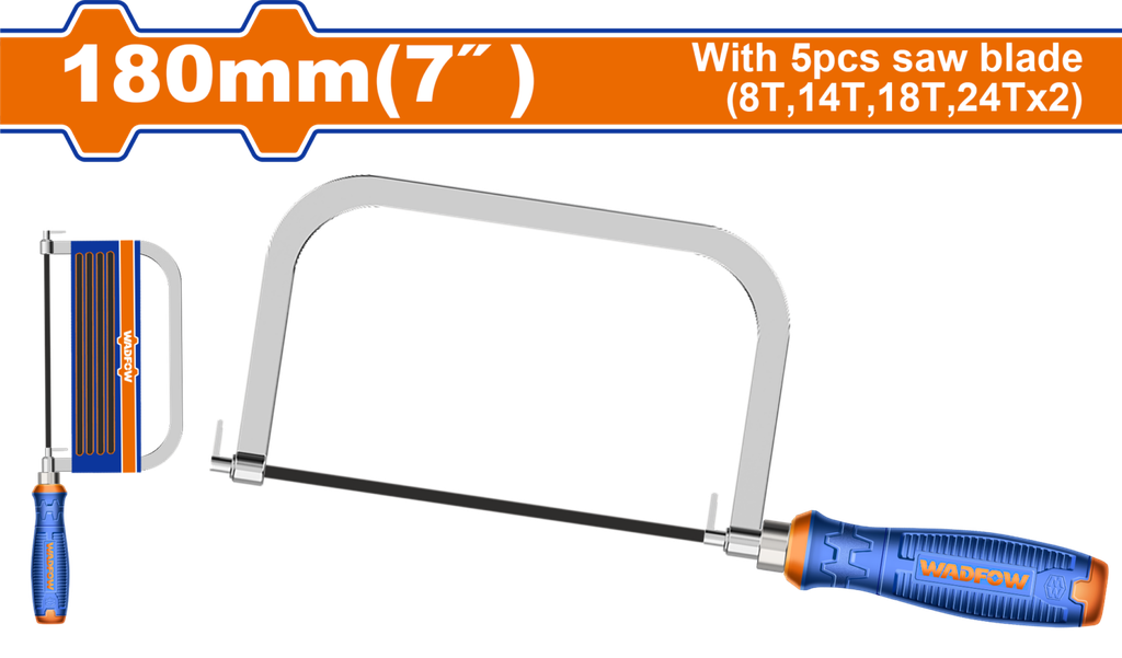  WADFOW COPING SAW 7" 180MM WITH 4BLADE ORANGE/BLUE HANDLE 