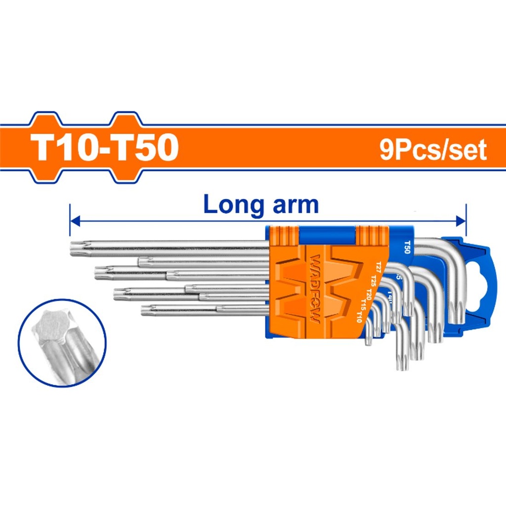  WADFOW TORX KEY CR-V 9PCS/SET T10-T50 