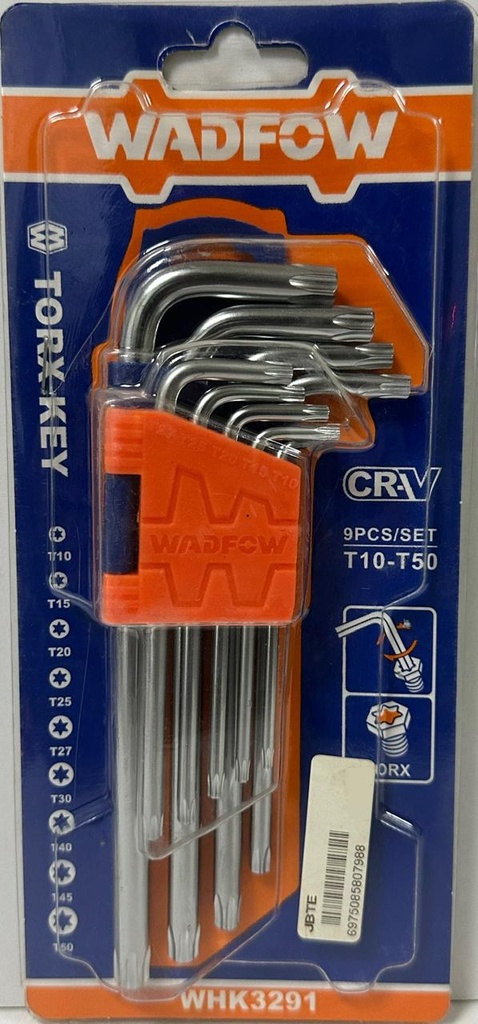  WADFOW TORX KEY CR-V 9PCS/SET T10-T50 