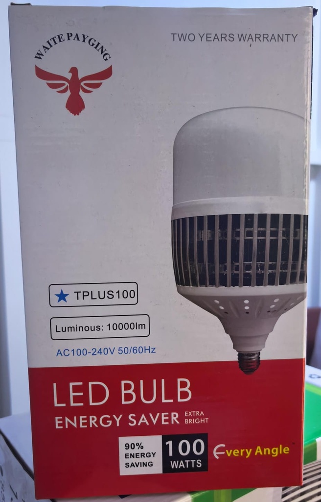  WAITE PAYGING LED BULB T-SHAPE 100W 100-220V 650K DAYLIGHT 