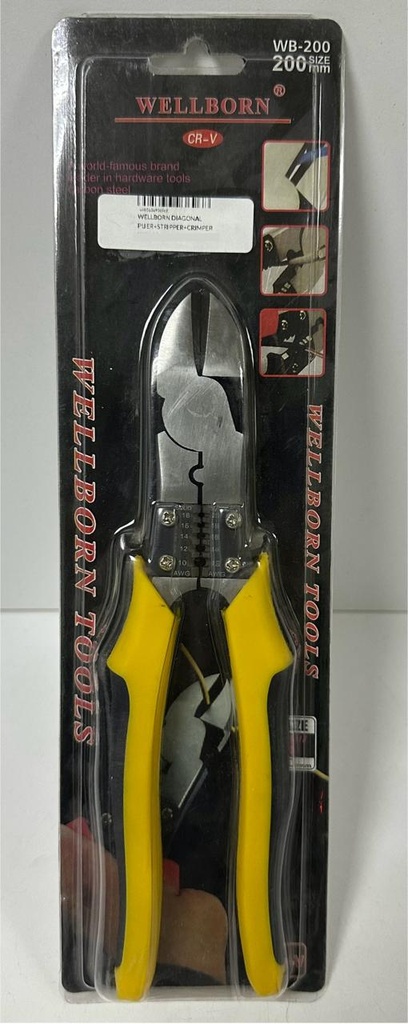  WELLBORN DIAGONAL PLIER+STRIPPER+CRIMPER 8.5" 215MM 