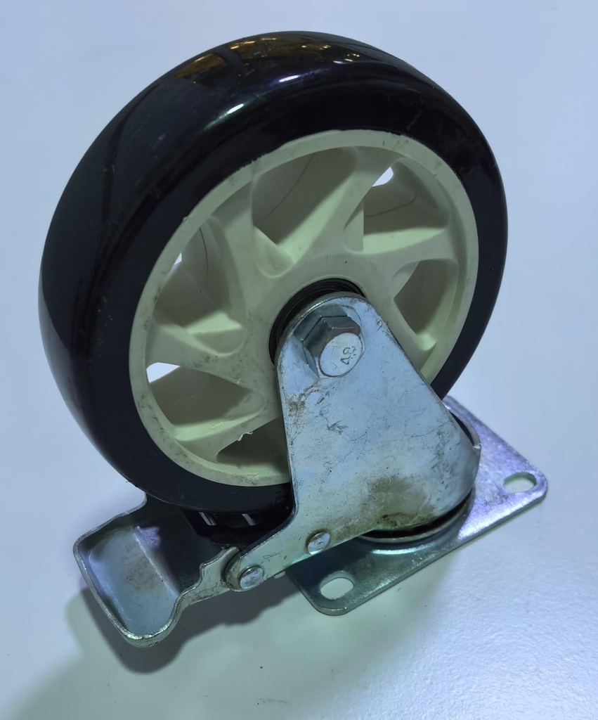 WHEEL BLACK RUBBER BREAK 5" 125MM - KIT