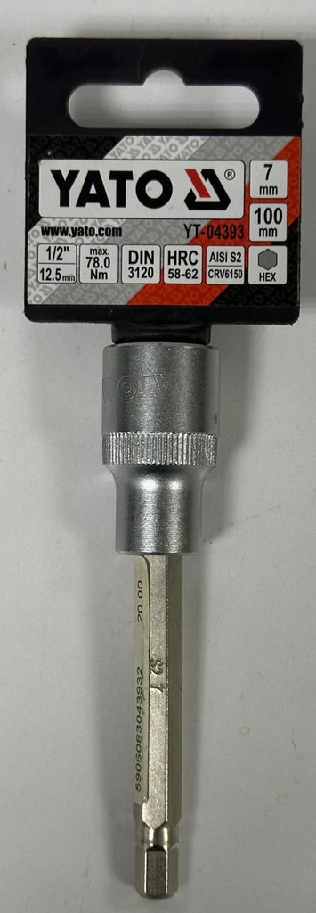  YATO HEX SOCKET ADAPTER 1/2" 7MM LONG - YT-04393 