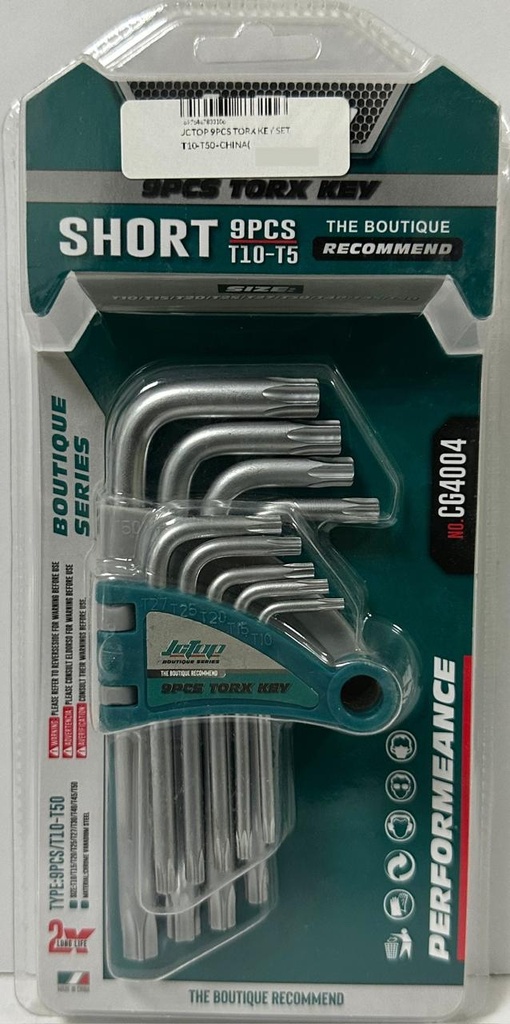 JCTOP 9PCS TORX KEY SET T10-T50 -CHINA(