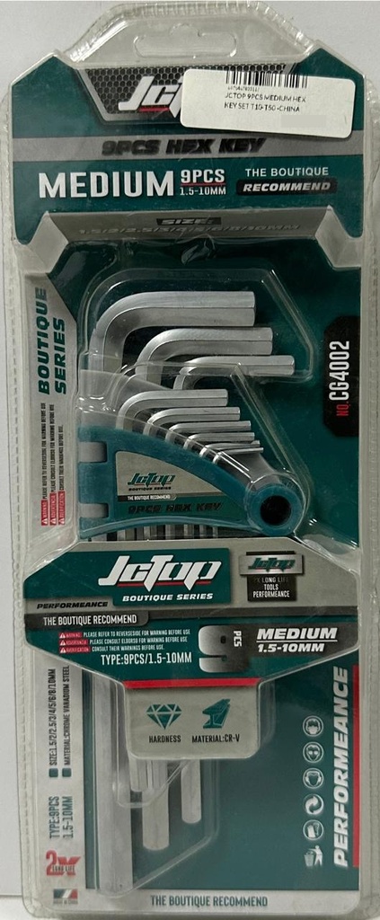 JCTOP 9PCS MEDIUM HEX KEY SET T10-T50 -CHINA /CG4005