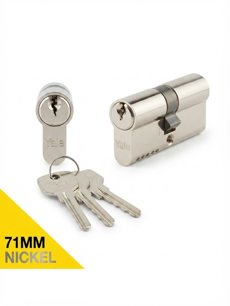 YALE DOOR CYLINDER LOCK NICKEL 71MM - ITALY