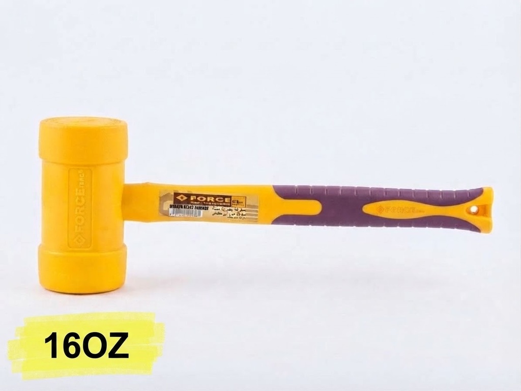FORCE RUBBER HAMMER YELLOW 16OZ FIBRE HANDLE - LMGH024F-16