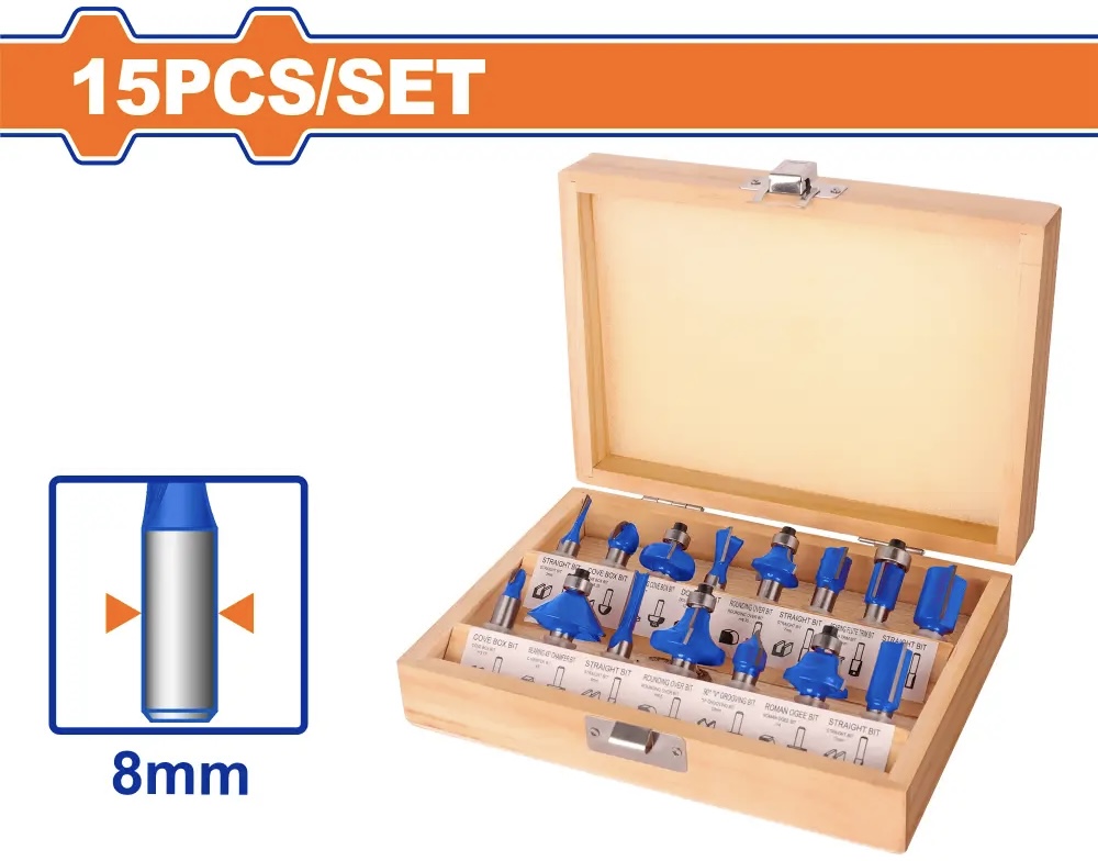 WADFOW ROUTER BIT 15PCS SET -CHINA/WRG5P08