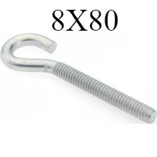HOOK & EYE BOLT GI OPEN - (8X80)