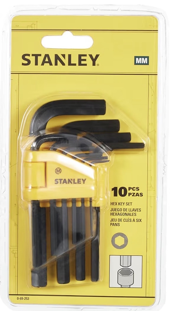 STANLEY 10PCS HEX KEY SET 1.5-10MM 0-69-253