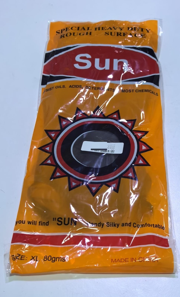 SUN RUBBER GLOVES BLACK H/DUTY 200G ALL SIZE-CHINA