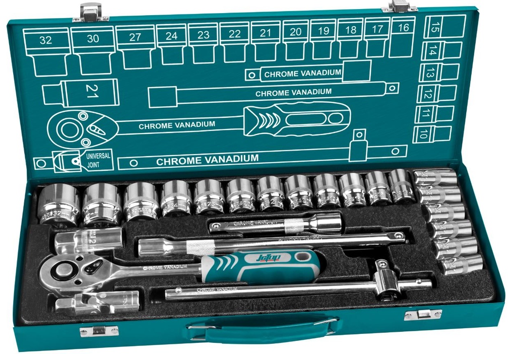 JCTOP 24PCS 1/2" DR.SOCKET SET 10-32MM NO.CK0577