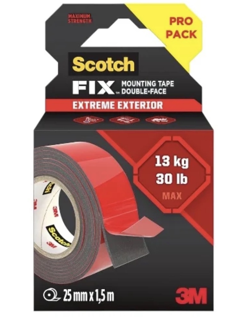 3M SCOTCH FIX DOUBLE-SIDED TAPE RED 25MMX1.5M 13KG - USA