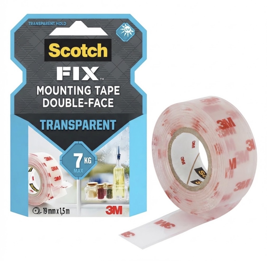 3M SCOTCH FIX DOUBLE-SIDED TAPE CLEAR 19MMX1.5M 7KG - USA/4910C-1915-P
