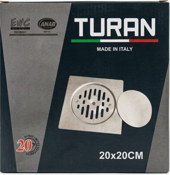 TURAN STAINLESS STEEL FLOOR DRAIN 20X20CM -ITALY/6655