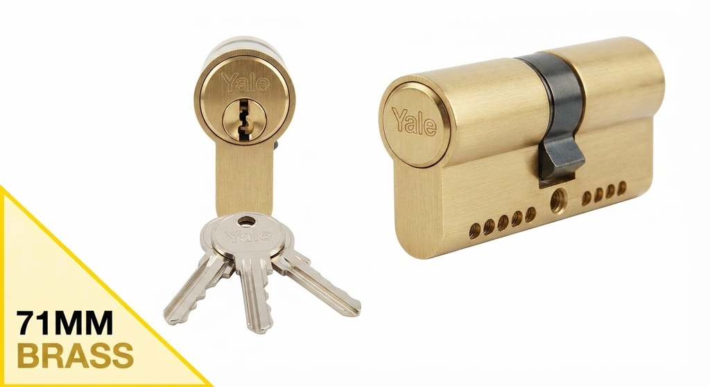 YALE DOOR CYLINDER LOCK  BRASS 71MM - ITALY/35-35