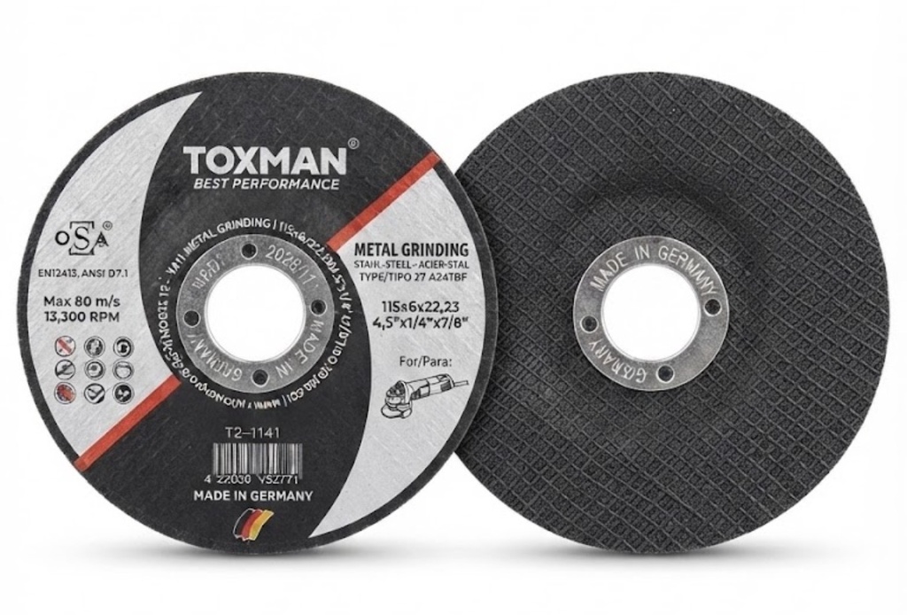 TOXMAN GRINDING DISC STEEL 4.5" 115X6.0X2.2.23MM - GERMANY