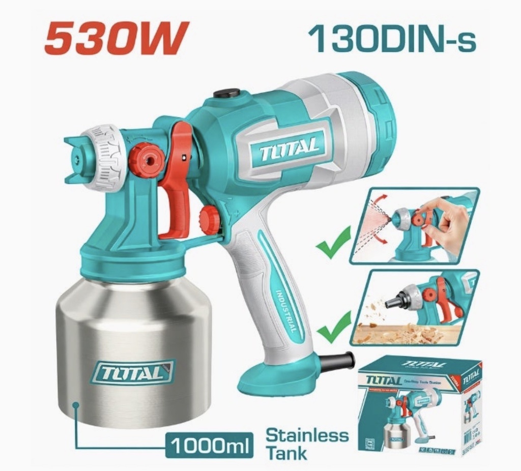 TOTAL SPRAY GUN ELECTRIC  530W 1000ML - TT45061
